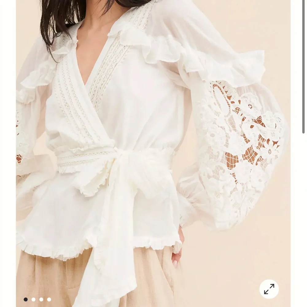 Farm Rio White Lace Wrap Blouse - Picture 3 of 5